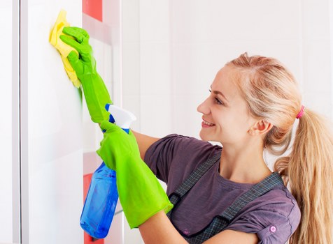 Deep cleaning tools and supplies arranged for home cleaning