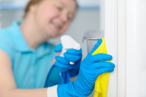 Professional upholstery cleaning on a sofa in a modern living room