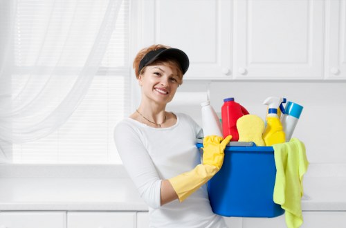 Family-friendly domestic cleaning in a tidy home