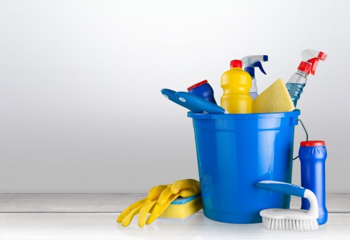 Retail store cleaning with attention to glass displays and floors