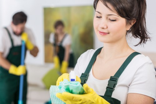 Cleaning service preparing a new home for move in